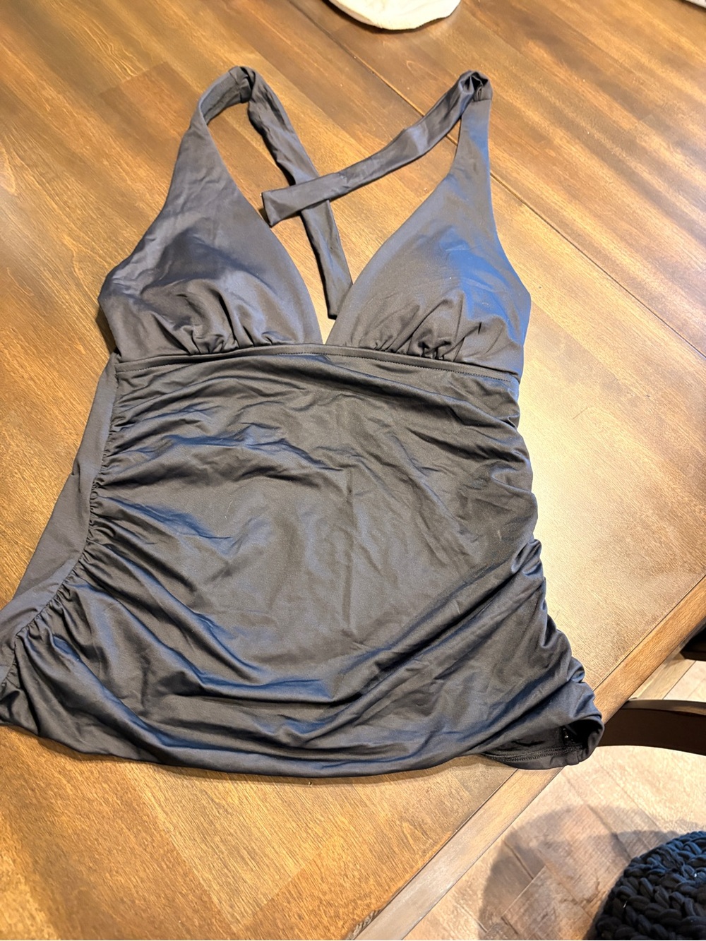 Shade & Shore Black V-Neck Tankini Top